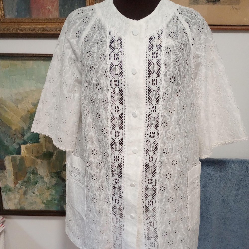 Vintage White Lace Beach Cover up by Caroly of Miami